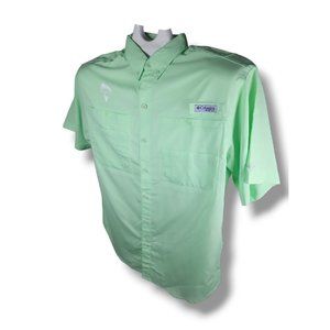 Men's Small Columbia Tamiami II Short-Sleeve Shirt w/ Bass Logo 128705 Green